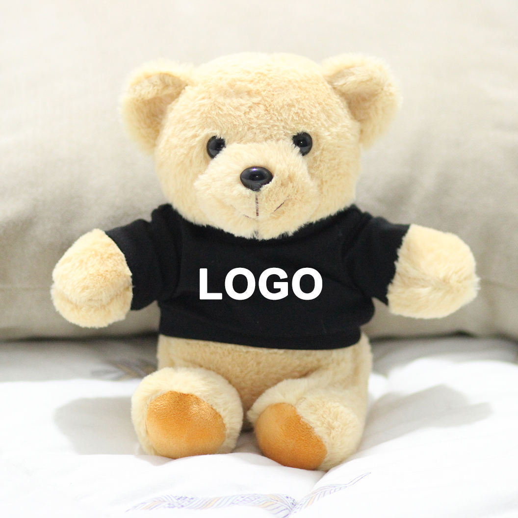 Songshan Toys Cheap Promotional Gifts white black shirt Custom Cute Stuffed Plush Bear Custom Logo Plush Teddy Bear with T-shirt