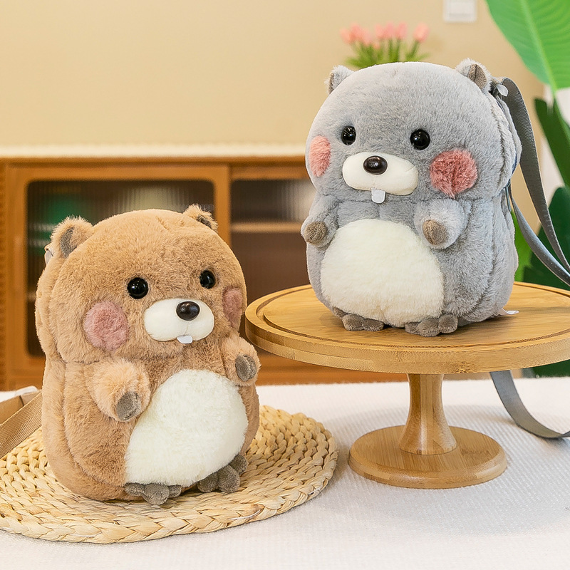 SongshanToys custom cartoon cute stuffed animal toys groundhog hamster animal backpack for kids