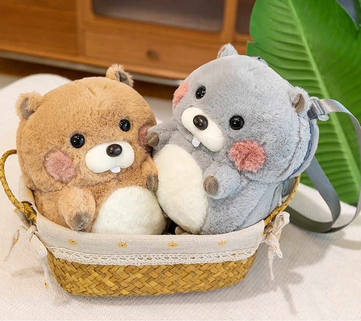 SongshanToys custom cartoon cute stuffed animal toys groundhog hamster animal backpack for kids