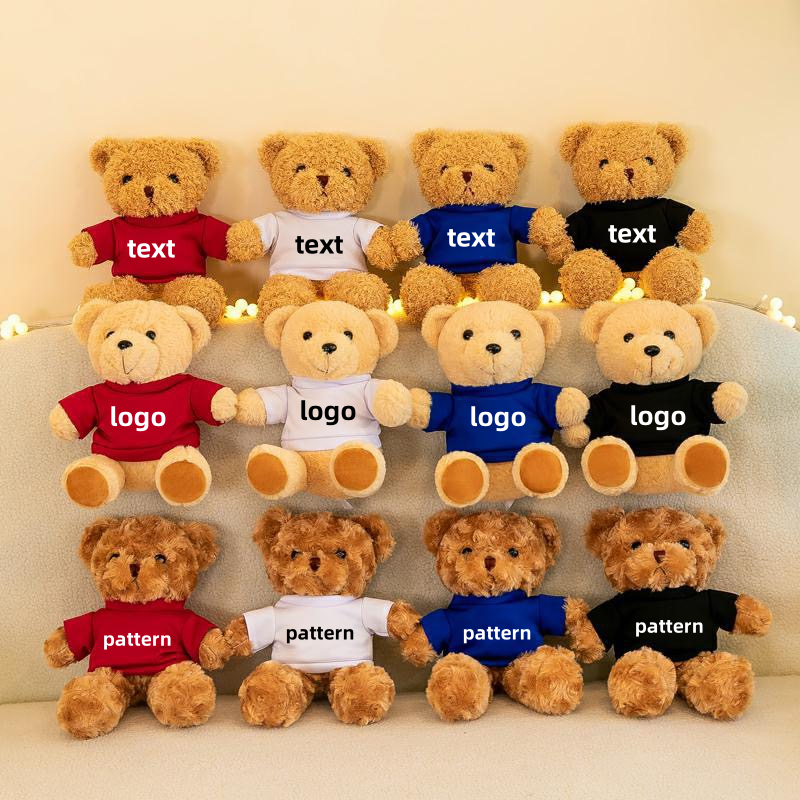 Songshan Toys Cheap Promotional Gifts white black shirt Custom Cute Stuffed Animal Custom Logo Plush Teddy Bear with T-shirt