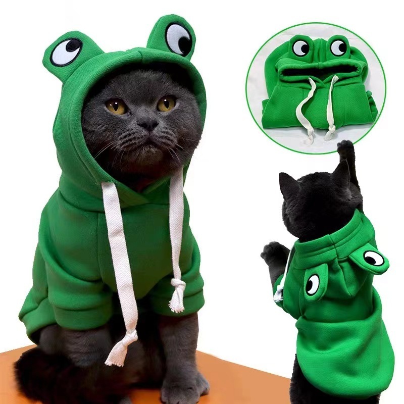 SongshanToys dog accessories clothes luxury Cotton warm hoodie cute green frog winter cat dog hoodie clothes