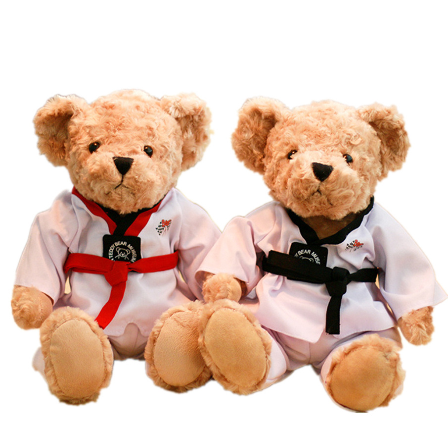 peluches plushies plush OEM Customised logo Bear Toy Martial arts club activity gift Taekwondo teddy bear stuffed toys