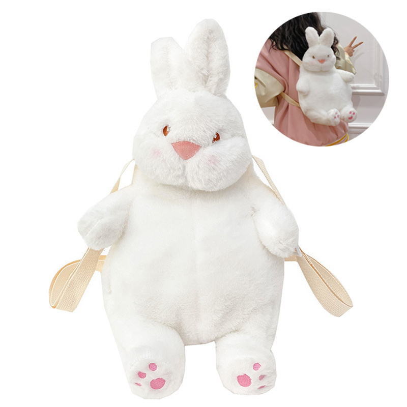 SongshanToys Custom cartoon cute bunny plush backpack white duck rabbit animal backpack for kids