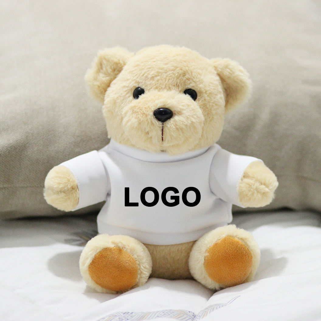 Songshan Toys Cheap Promotional Gifts white black shirt Custom Cute Stuffed Plush Bear Custom Logo Plush Teddy Bear with T-shirt