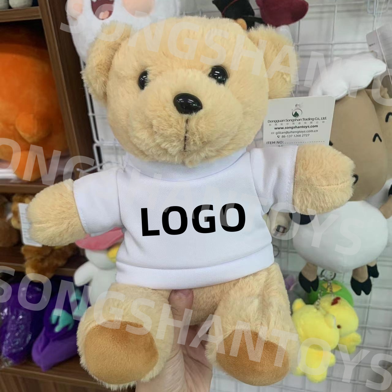 Songshan Toys Cheap Promotional Gifts white black shirt Custom Cute Stuffed Animal Custom Logo Plush Teddy Bear with T-shirt