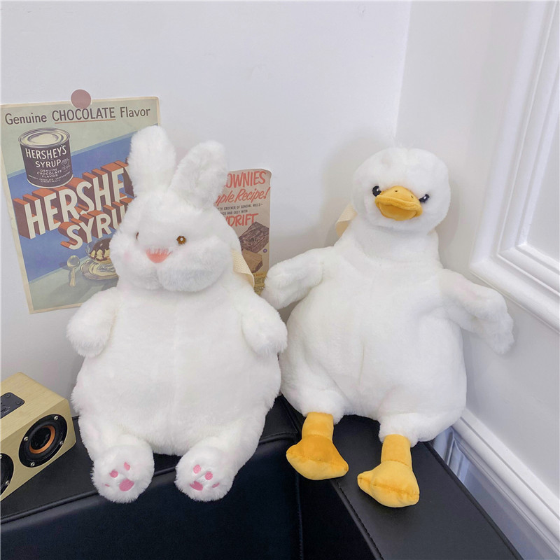 SongshanToys Custom cartoon cute bunny plush backpack white duck rabbit animal backpack for kids