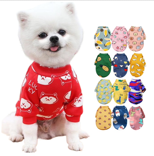 Cute Cartoon Pet Clothing winter cloth shirt dog hoodie & fall Casual Vests Cat Puppy Dog Clothes for Small Pets