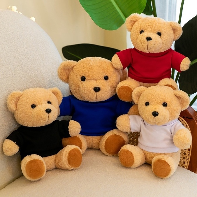 Songshan Toys Cheap Promotional Gifts white black shirt Custom Cute Stuffed Animal Custom Logo Plush Teddy Bear with T-shirt