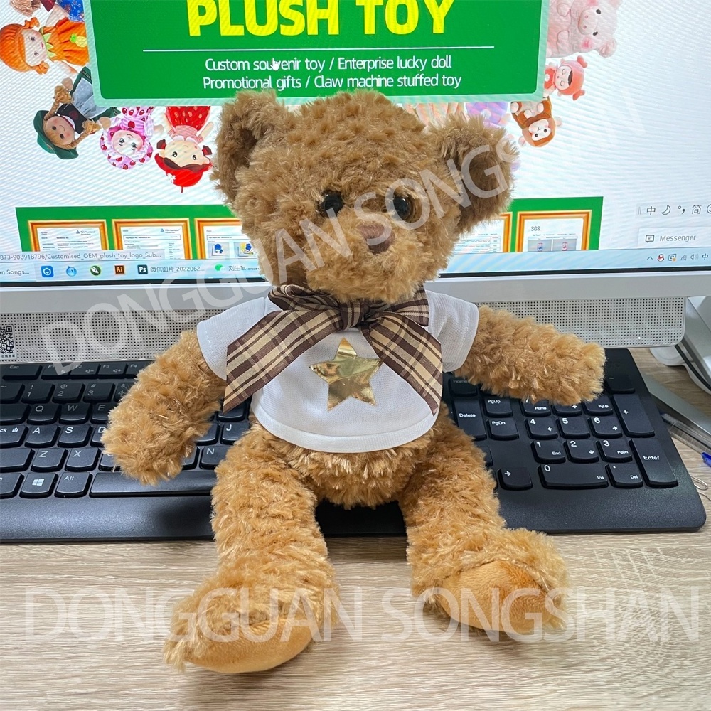 Peluches OEM cute customised plush toy stuffed animals toys soft mascot teddy bear with tshirt Custom logo teddy bears bulk