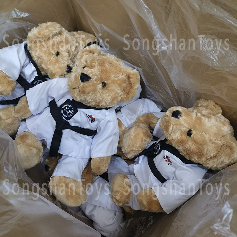 peluches plushies plush OEM Customised logo Bear Toy Martial arts club activity gift Taekwondo teddy bear stuffed toys