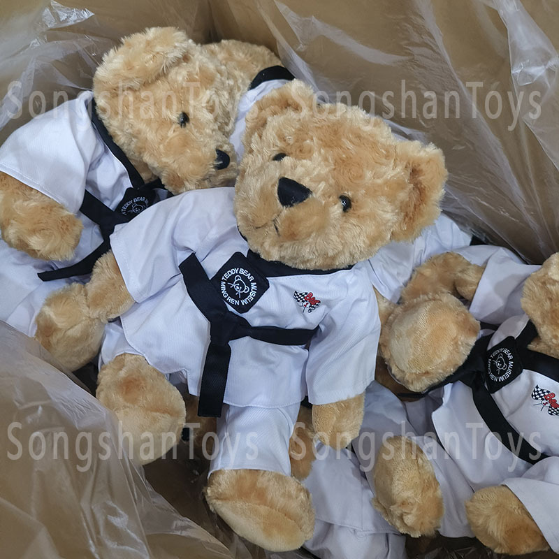 peluches plushies plush OEM Customised logo Bear Toy Martial arts club activity gift Taekwondo teddy bear stuffed toys