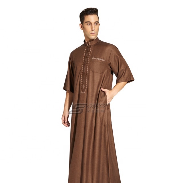 Men High Quality Modern Arabic Moroccan Islamic Thobe Dress Traditional Muslim Clothing