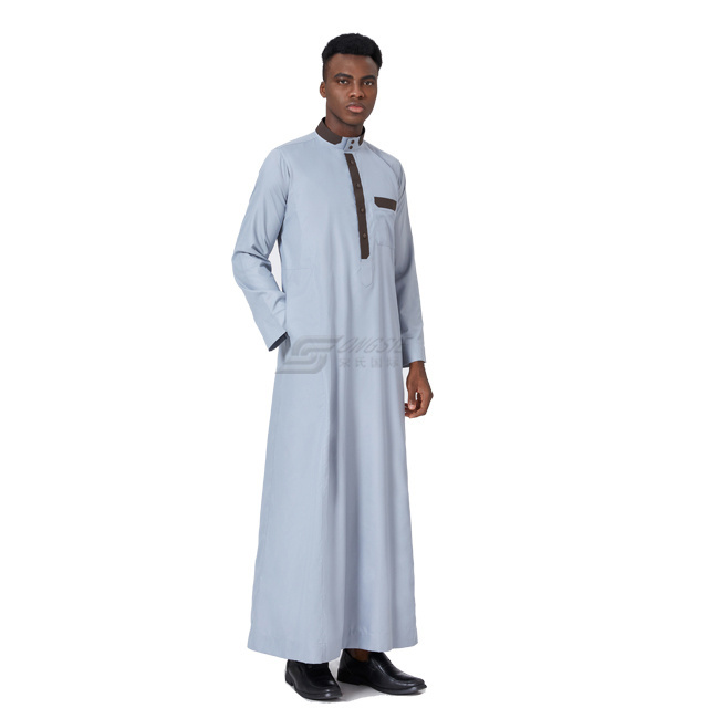 Professional Manufacturer Arabic Qatar Robe Islamic Clothing Ramadan Thobe Long Sleeve Jubbah Dubai Abaya