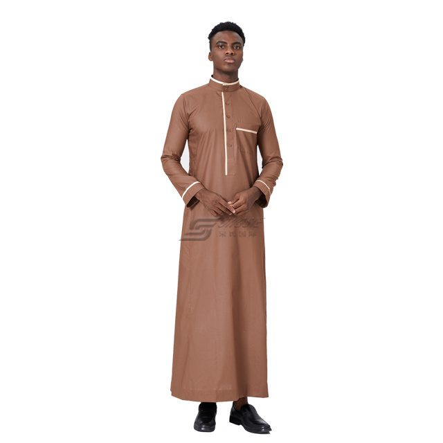 Professional Manufacturer Arabic Qatar Robe Islamic Clothing Ramadan Thobe Long Sleeve Jubbah Dubai Abaya