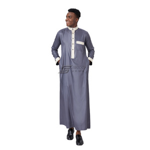 Professional Manufacturer Arabic Qatar Robe Islamic Clothing Ramadan Thobe Long Sleeve Jubbah Dubai Abaya