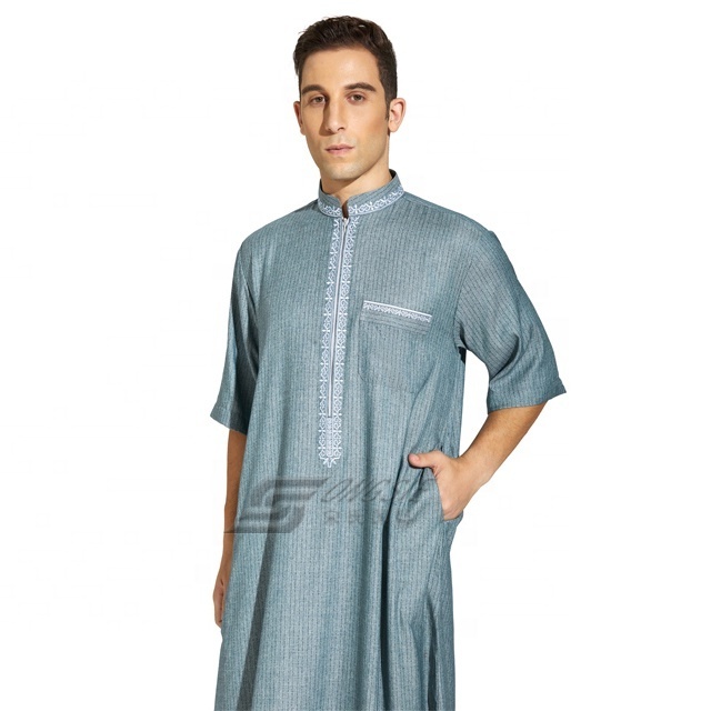 Men High Quality Modern Arabic Moroccan Islamic Thobe Dress Traditional Muslim Clothing