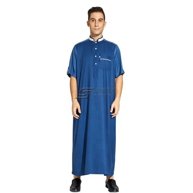 Men High Quality Modern Arabic Moroccan Islamic Thobe Dress Traditional Muslim Clothing