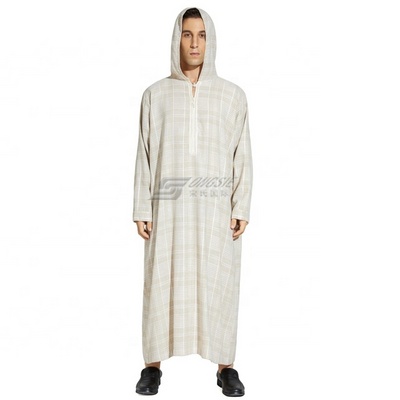 Moroccan Men's Robes Thobe  New Long-Sleeved Cotton Men's Robes Wholesale Muslim Men's Thobe