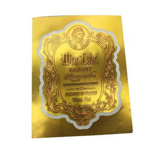 Custom Printing High Quality Golden Foil Paper Champagne Labels Glass Bottle Labels Sticker