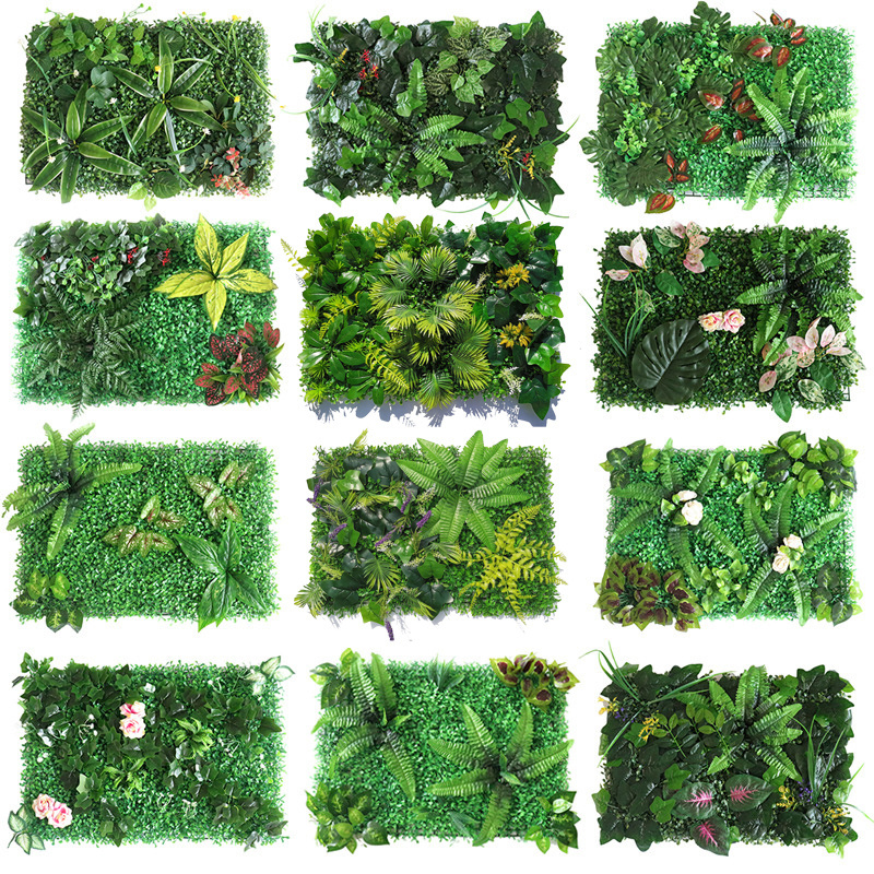 Cheap Jardim Vertical Decorative Plastic Greenery Artificial Faux Plant Grass Wall Panels