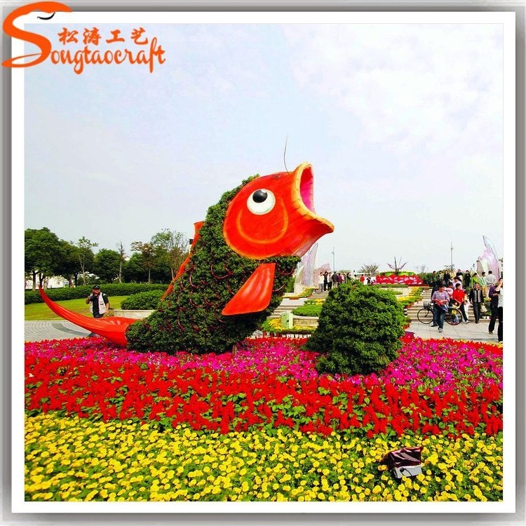 Cheap customized green artificial animal topiary wire frame for landscaping