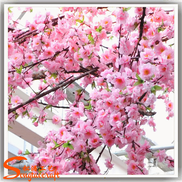 Pink artificial cherry blossom tree large decorative blossom tree peach flower trees of restaurant decoration