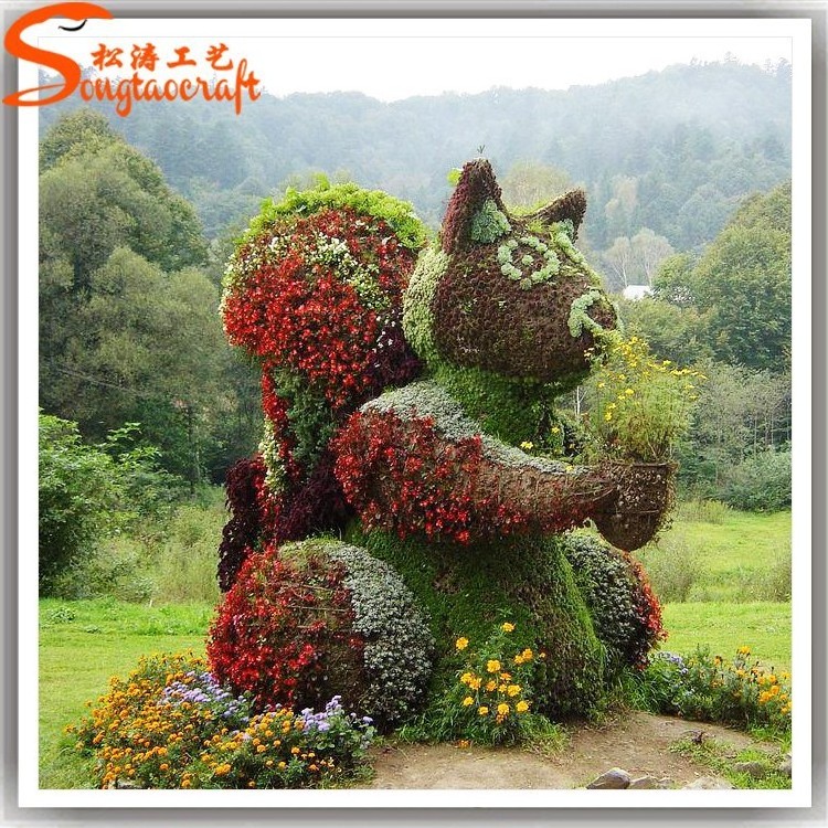 Cheap customized green artificial animal topiary wire frame for landscaping