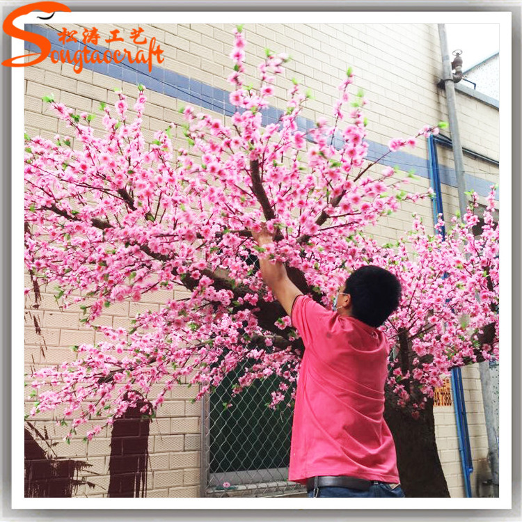 Pink artificial cherry blossom tree large decorative blossom tree peach flower trees of restaurant decoration