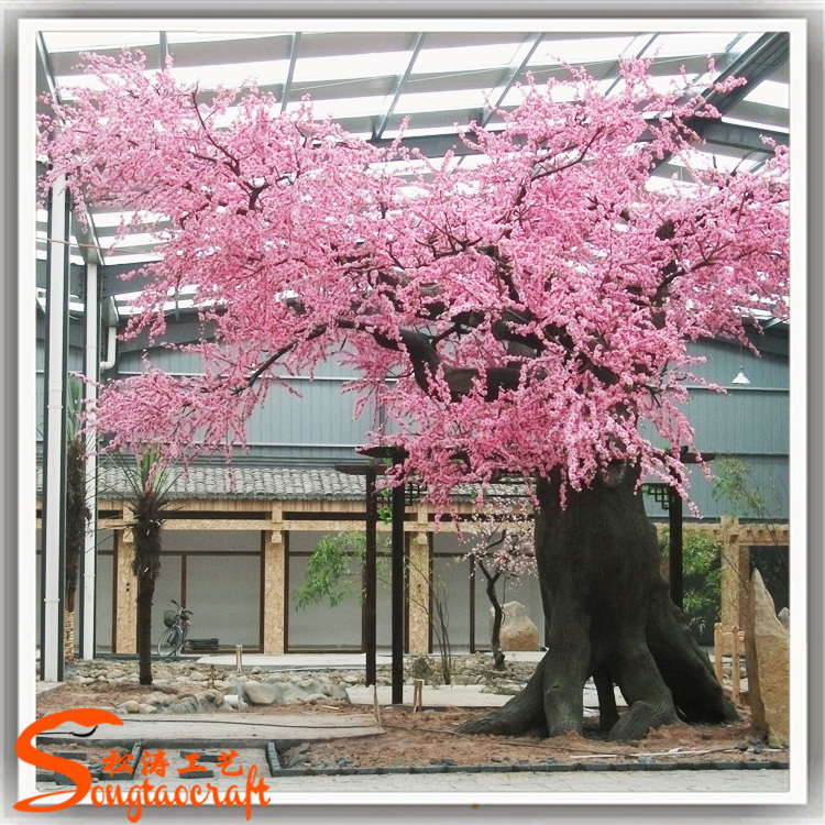 Pink artificial cherry blossom tree large decorative blossom tree peach flower trees of restaurant decoration