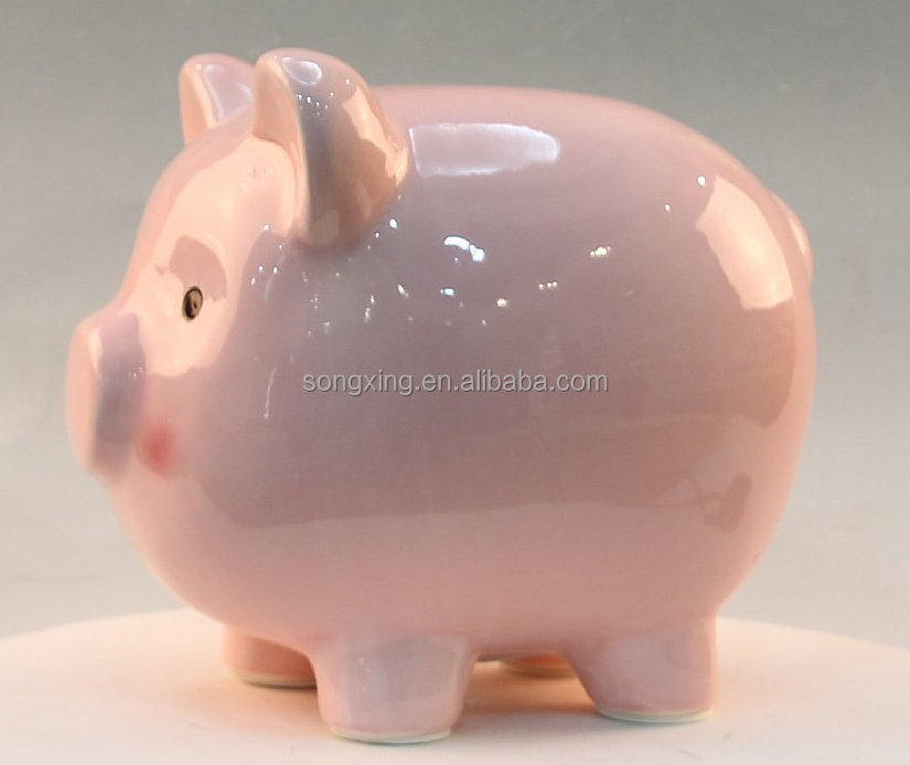 funny piggy bank pink pig shape ceramic piggy bank Size and shape can be customized