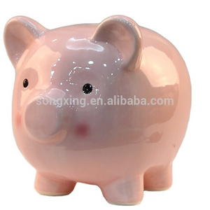 funny piggy bank pink pig shape ceramic piggy bank Size and shape can be customized