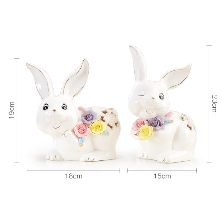 Easter serious cute electroplate ceramic rabbit crafts