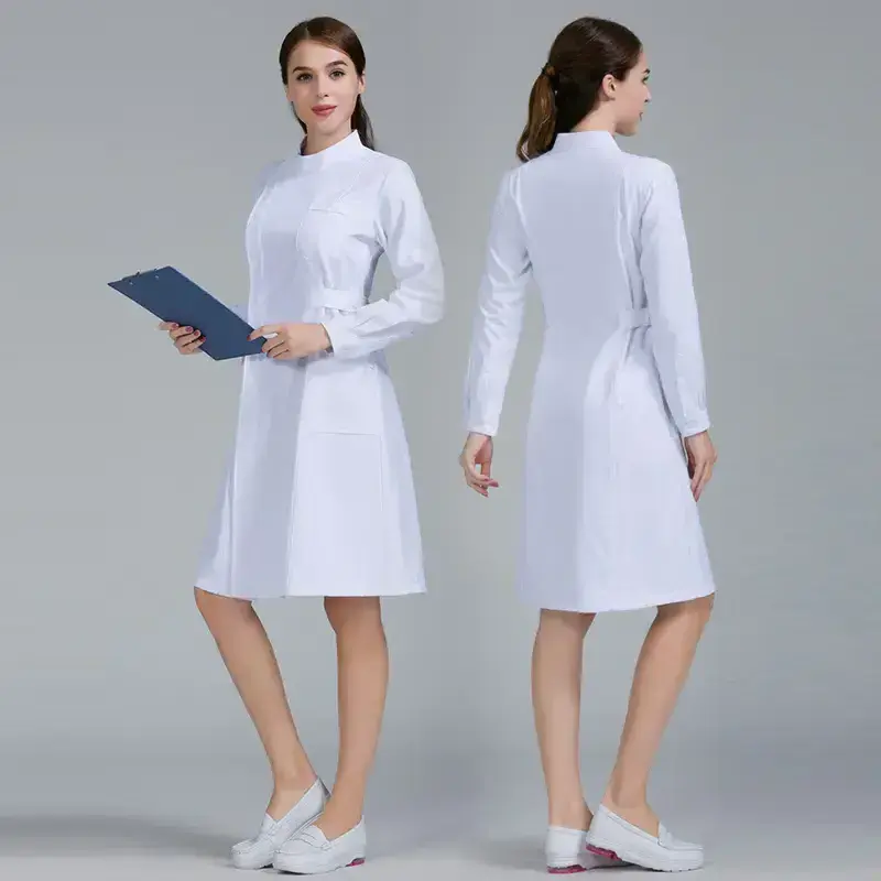 Best Quality White Nurse Uniform Dress Short Sleeve Skirt Scrub Uniform Dress For Hospital