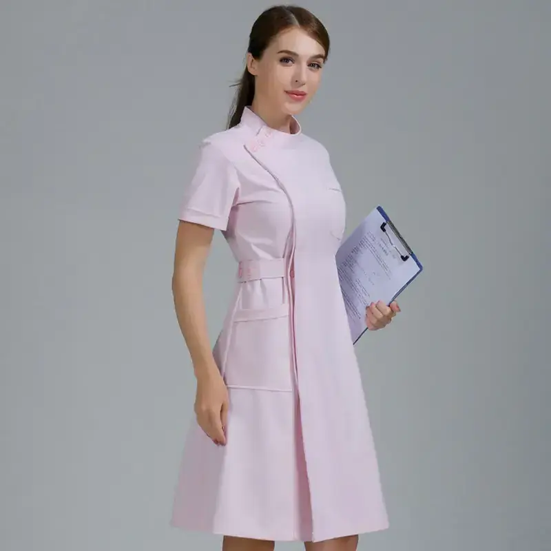 Best Quality White Nurse Uniform Dress Short Sleeve Skirt Scrub Uniform Dress For Hospital