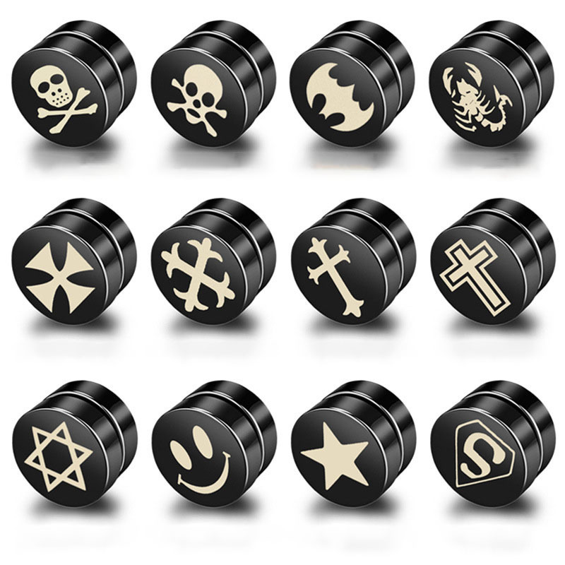 Hot Sale Black Stainless Steel Magnet Ear Stud Magnetic Earring Cuff Non Piercing Body Jewelry Magnet Earing For Boys