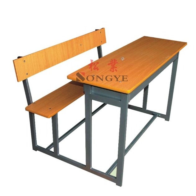 (Furniture2) table and bench sets , Double seat wooden school desk