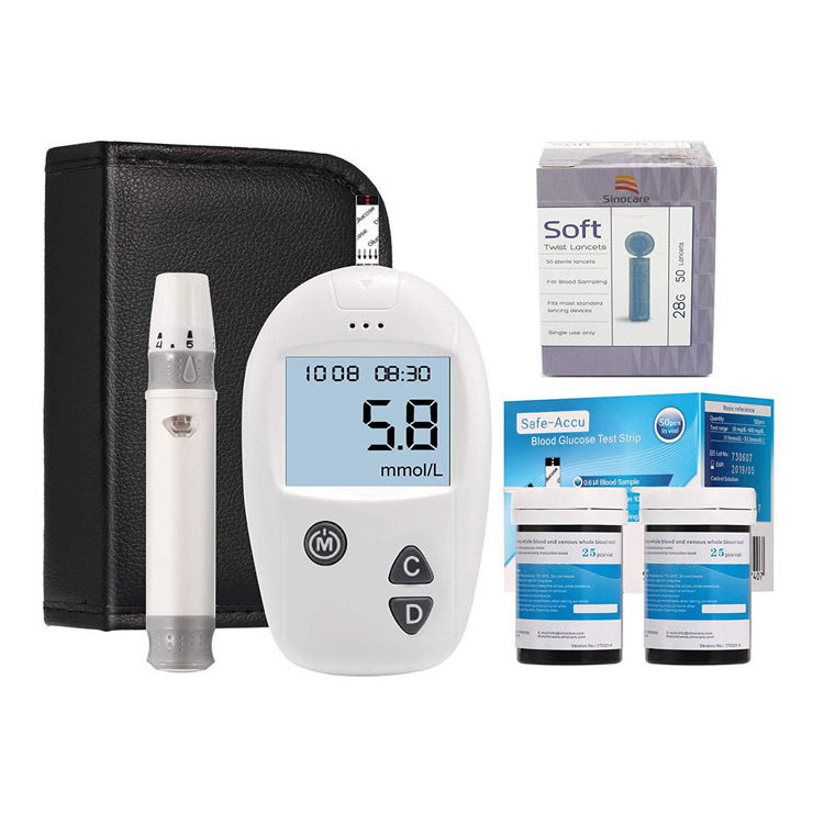 Sinocare  accu glucose meter glucometer glucometro blood sugar monitor blood glucose meter with 50 pcs diabetic test Strips