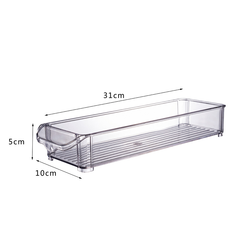 Plastic Seasoning Bottle Organizer Clear Fridge Bin Stackable Kitchen Tools Storage Box