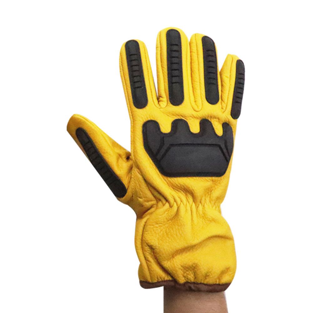 SONICE Leather Men Tpr Working Wear Anti Resistant  Goatskin Industrial Winter Impact Safety Gloves