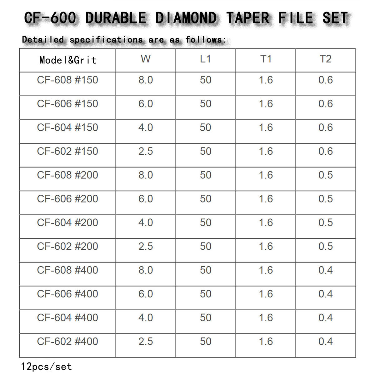 China's wholesale diamond Best high-quality Taper file CF-600 mold & die dedicated flat taper file