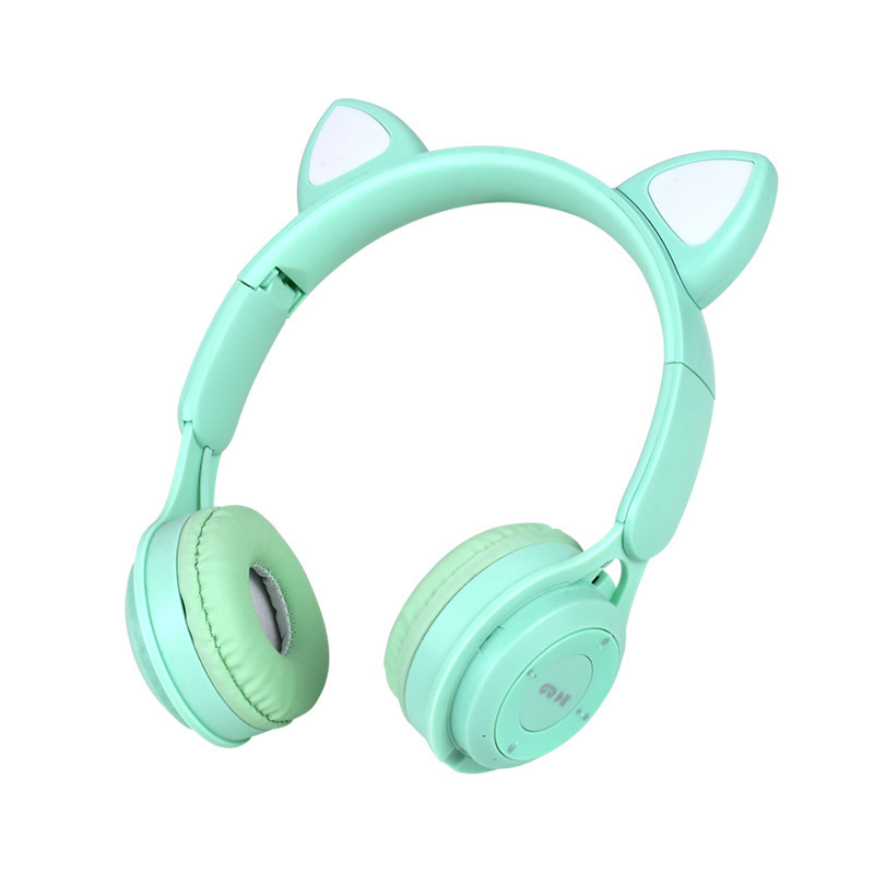 Flash Light Y08M Cute Cat Ear Headphones Wireless with Mic LED Kids Girls Stereo Phone Music Blue Headset Gamer Gift