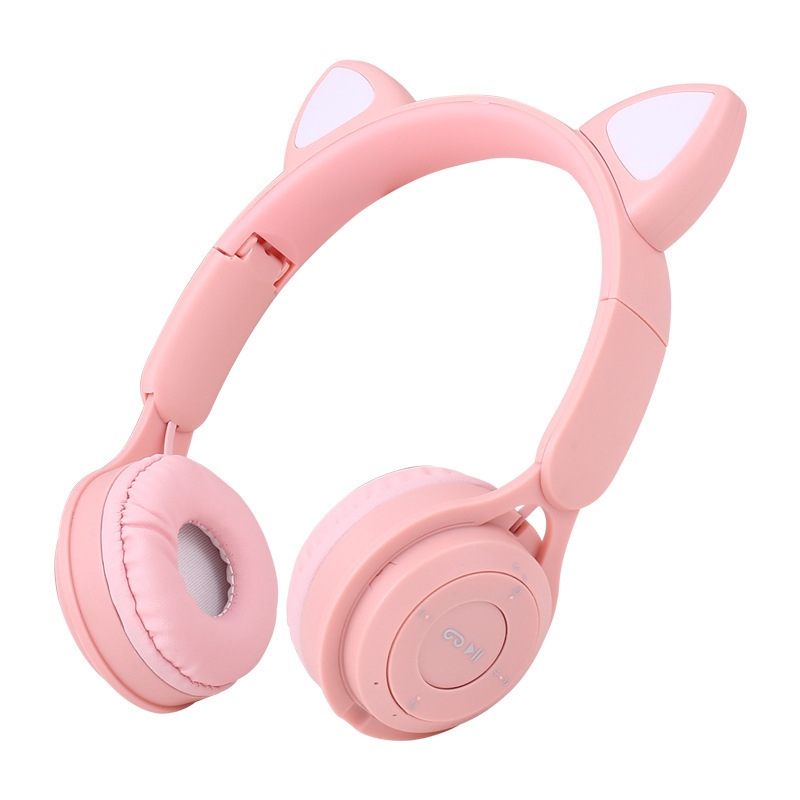 Flash Light Y08M Cute Cat Ear Headphones Wireless with Mic LED Kids Girls Stereo Phone Music Blue Headset Gamer Gift