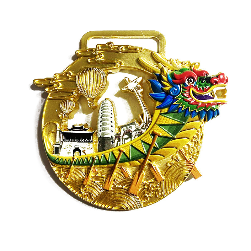 Custom trophies and medals UV printing antique gold plated  champions league medal sports running medallion