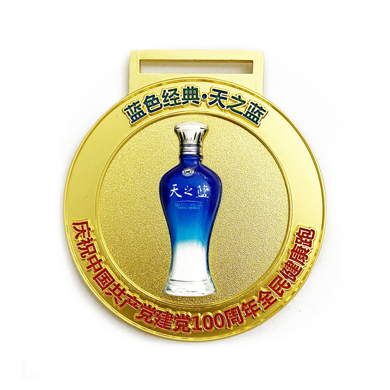 Custom trophies and medals UV printing antique gold plated  champions league medal sports running medallion