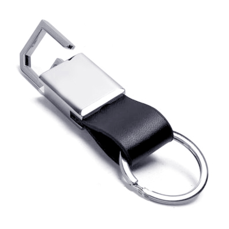 Luxury black leather keychains custom printing logo leather key holder