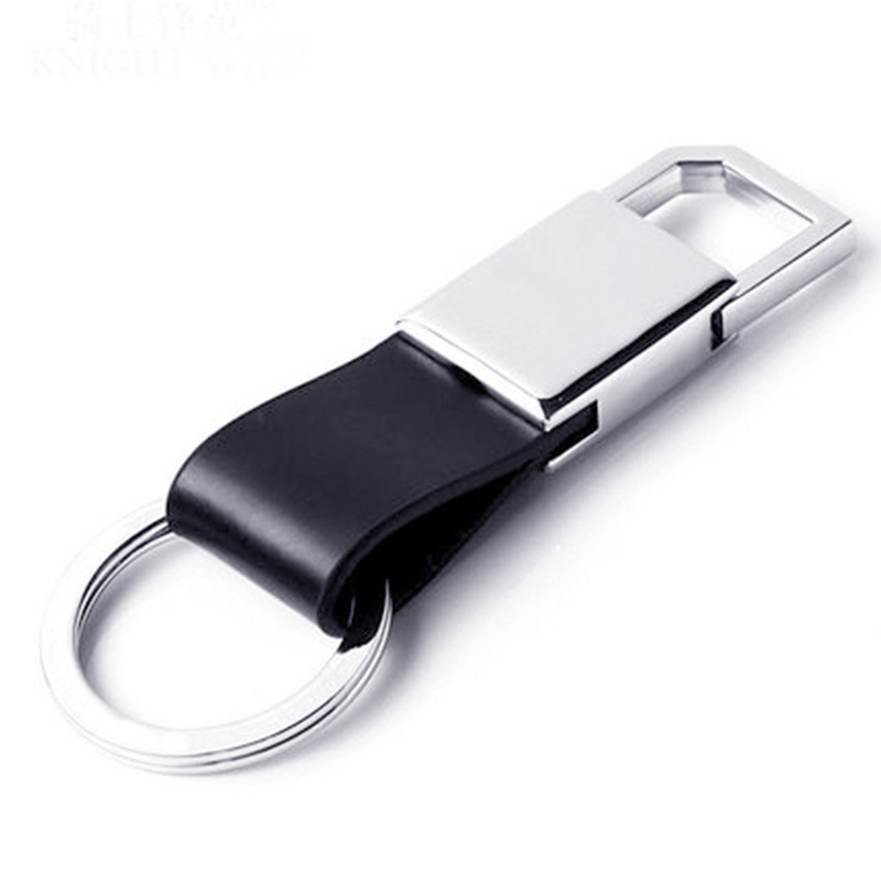 Luxury black leather keychains custom printing logo leather key holder