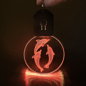 Acrylic luminous LED keychain charging models semi-finished schoolbag charm bag charm led keychain light