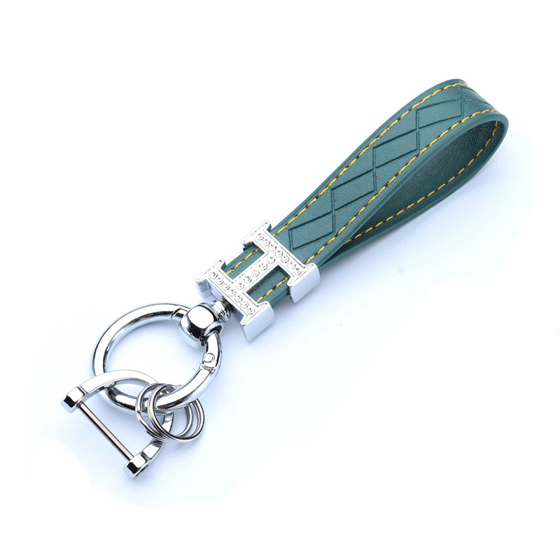 Personalize luxury  car keychain compact pu leather letters design your own leather key ring custom logo