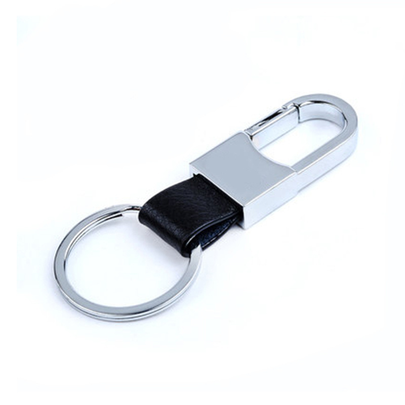 Luxury black leather keychains custom printing logo leather key holder