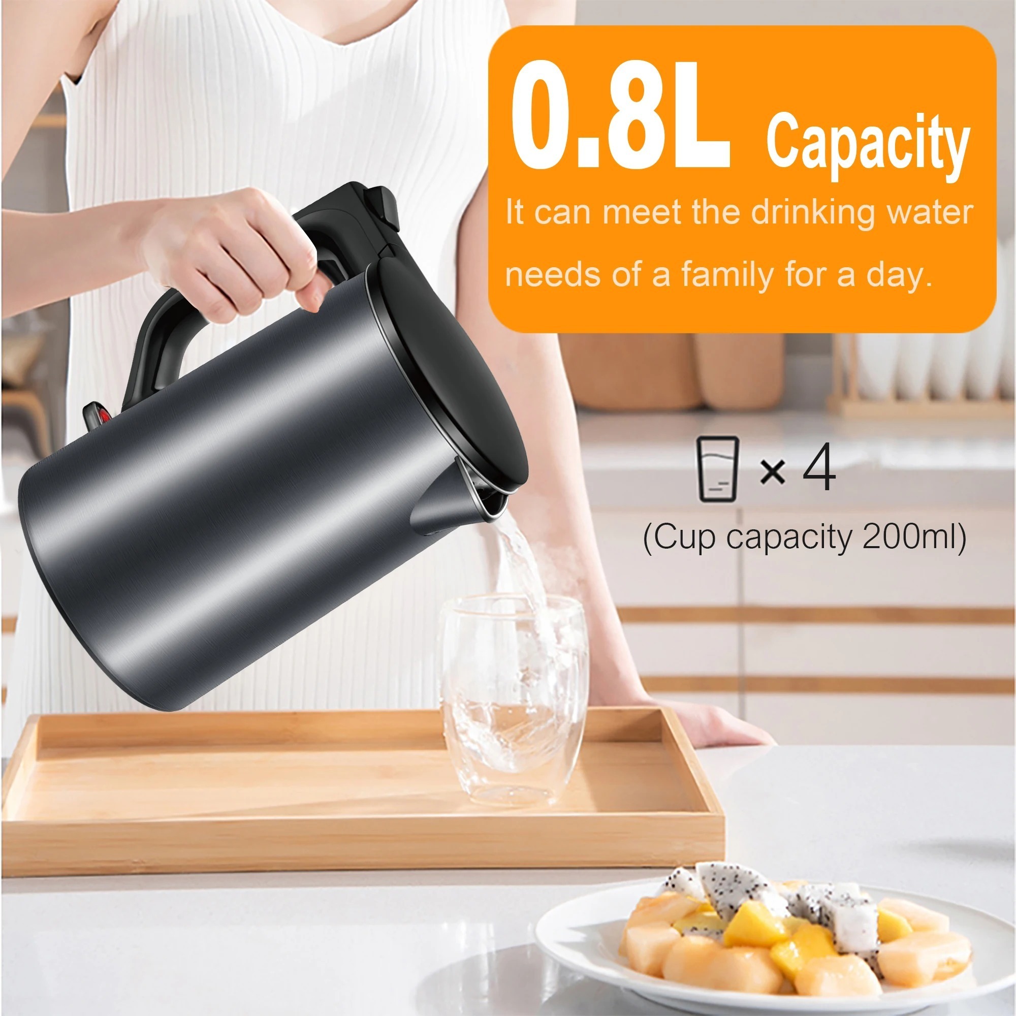 Sonifer SF-2108 new household travel portable 1000w stainless steel 0.8 liter water mini electric kettle